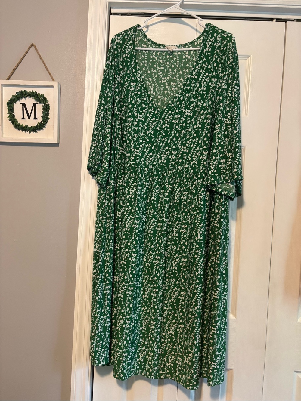 Cato Green Floral V-Neck Midi Dress